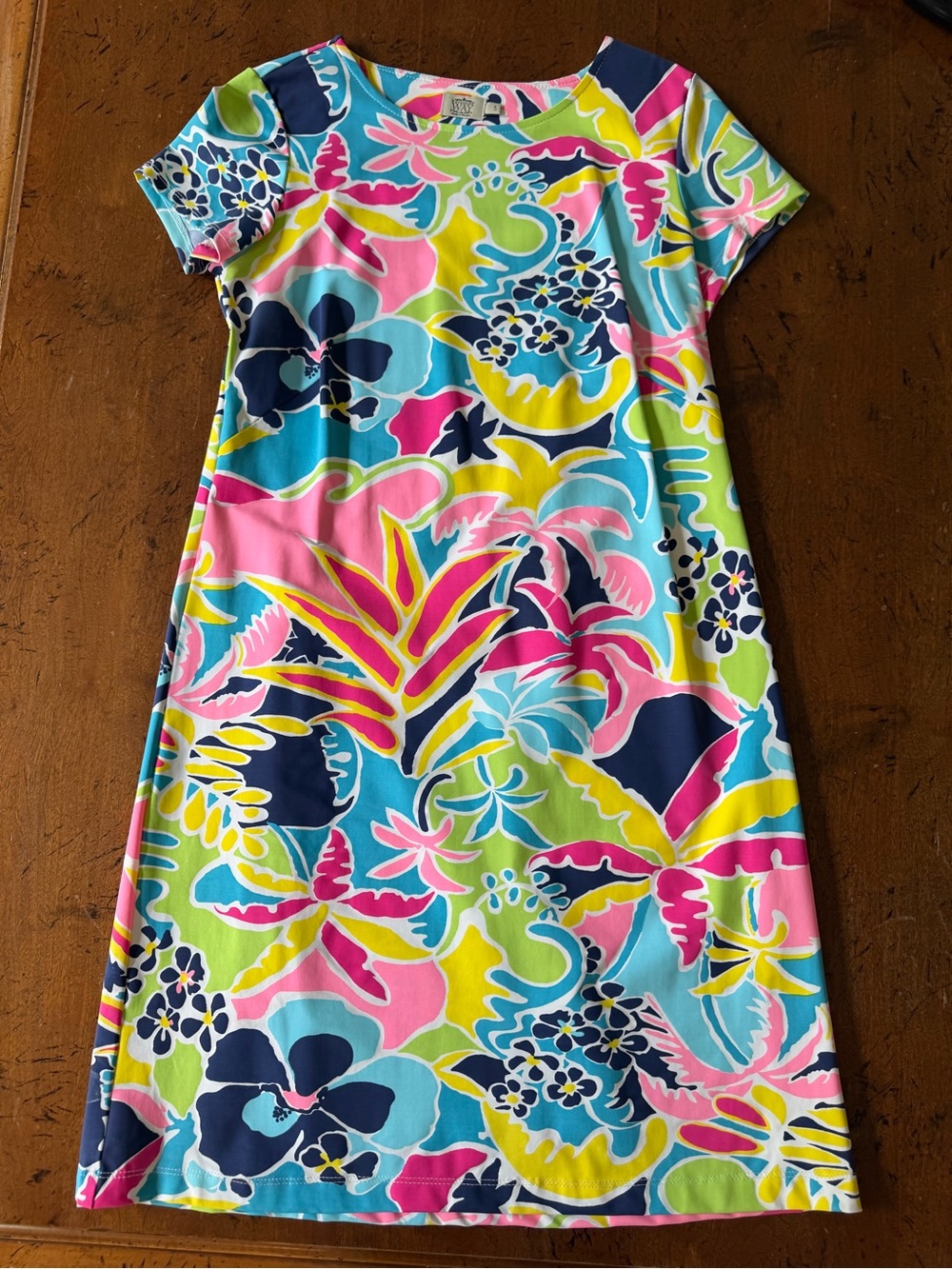 Katherine Way Bright Floral Short Sleeve Shift Dress - Multicolor